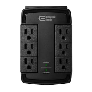 6-Outlet Wall Mounted Swivel Surge Protector, Black