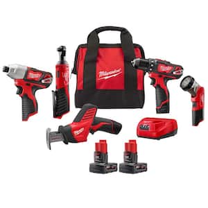 M12 12V Lithium-Ion Cordless Combo Kit (5-Tool) with M12 XC 3.0 Ah Battery Pack (2-Pack)