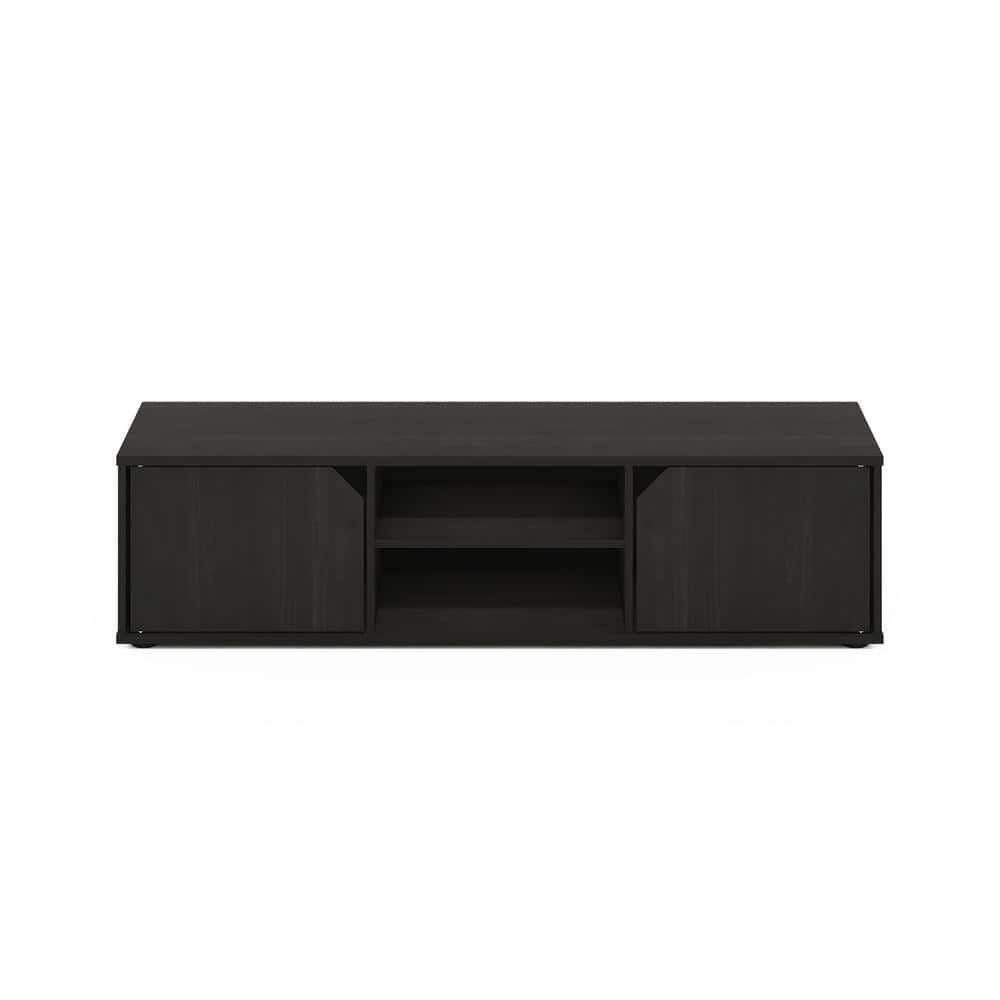 Espresso Composite Wood TV Stand with Cabinets and Fireplace
