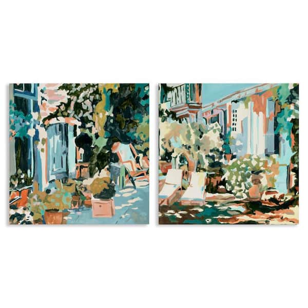 Stupell Industries Plants on Town Buildings by Melissa Wang 2 Pieces Unframed Abstract Graphic Art Print 24 in. x 24 in.