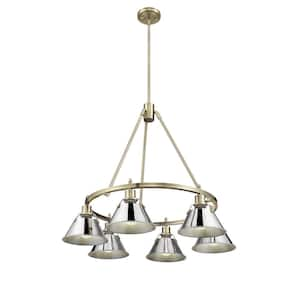 Orwell 6-Light Aged Brass and Chrome Chandelier