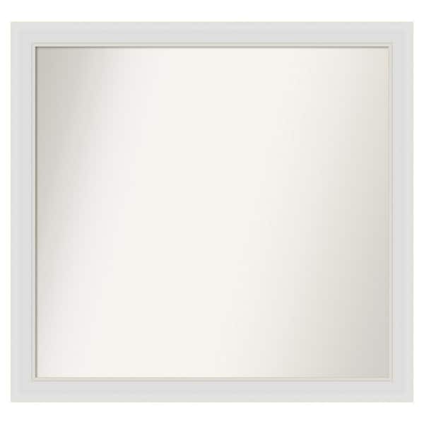 Amanti Art Flair Soft White Narrow 36 in. x 34 in. Custom Non-Beveled Satin Recyled Polystyrene Bathroom Vanity Wall Mirror