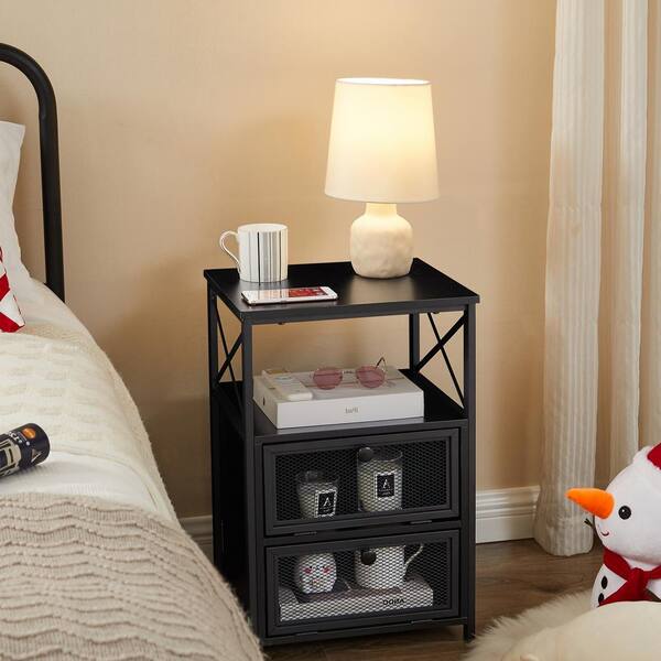 VECELO Modern Night Stand End Side Table with Storage and