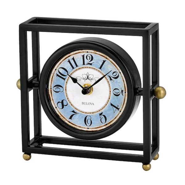 Bulova Maiden Lane Table Clock in Black Antique Metal Frame with