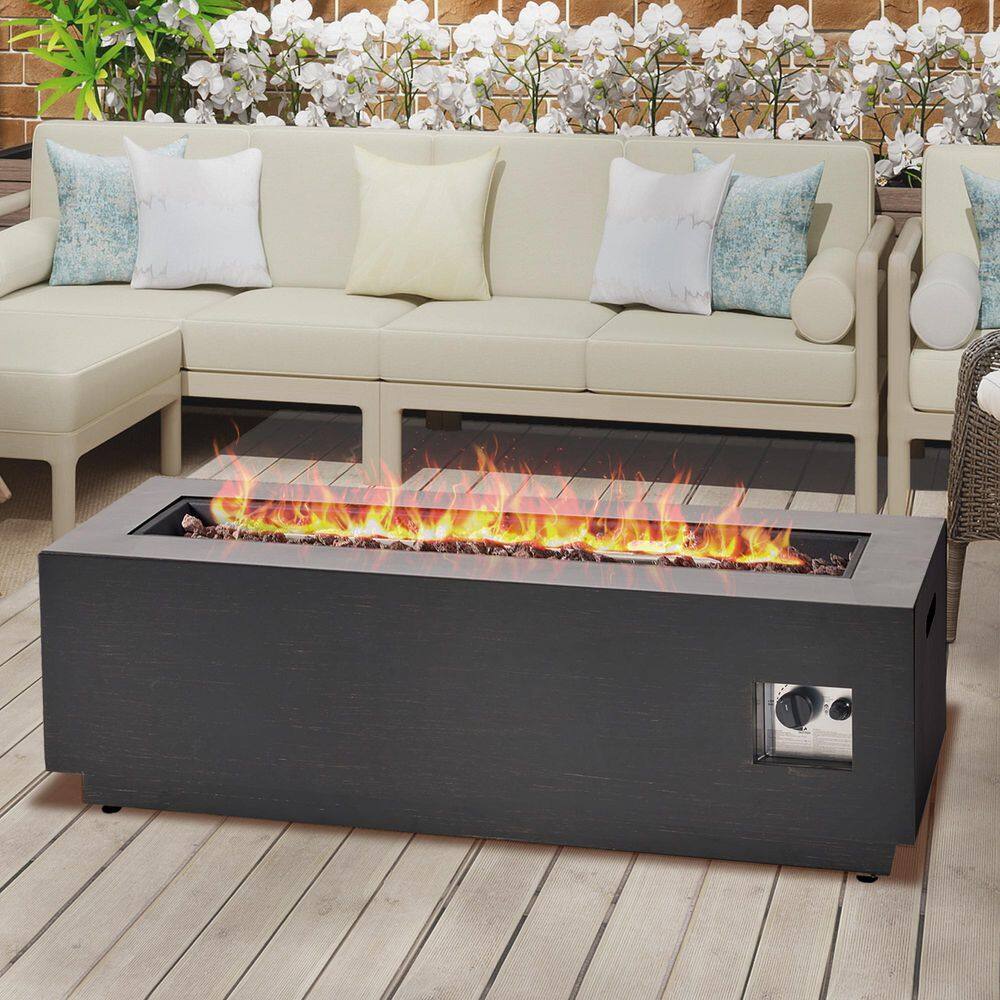 48 in. 50,000-BTU Rectangular Iron Outdoor Patio Fire Pit Table in Brown Plus Gold price history on PriceWatchPro