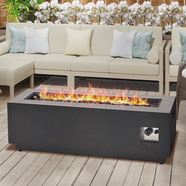 ToolCat 48 in. 50,000-BTU Rectangular Iron Outdoor Patio Fire Pit Table in Brown Plus Gold