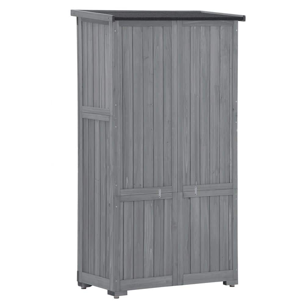 Wateday 2.86 ft. W x 1.5 ft. D Outdoor Wood Shed with Lockable Doors, 3 ...