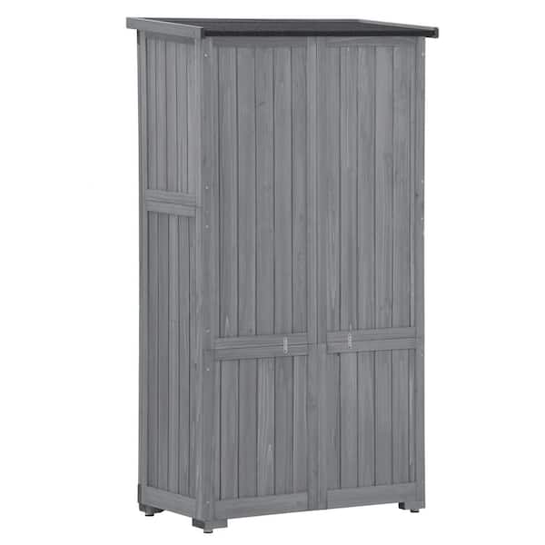 2.5 ft. W x 1.5 ft. D Wooden Garden Shed 3-Tier Patio Storage Cabinet Outdoor Organizer Gray 4.4 sq. ft.