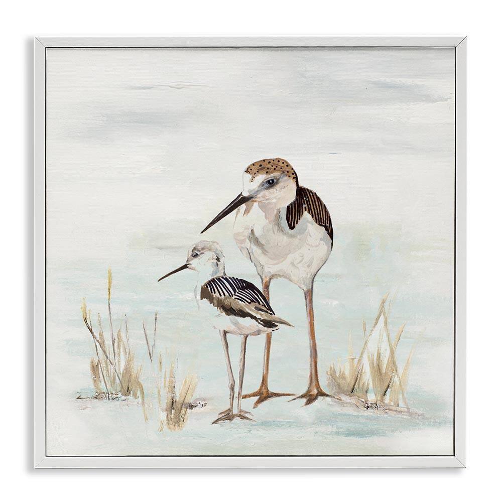Sandpipers Duo Coastal Beach Bird by Patricia Pinto White Framed Giclee Art Print Animal 24 in. x 24 in.