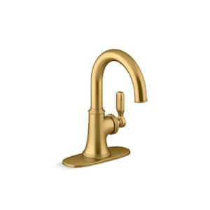 Paces Single Handle Single Hole Bathroom Faucet in Vibrant Brushed Moderne Brass