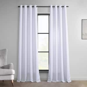 Dove White Italian Faux Linen Grommet 50 in. W x 96 in. L Room Darkening Curtains (Single Panel)