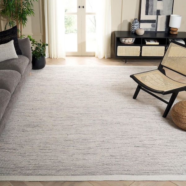 Vermont 9 ft. x 12 ft. Ivory/Black Marle Solid Area Rug