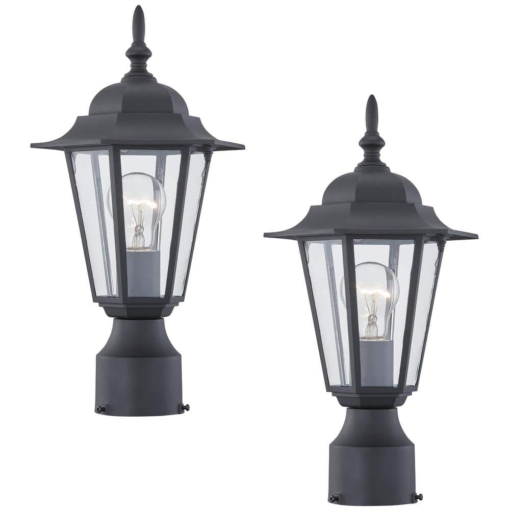 1-Light Textured Black Outdoor Post Lantern with Clear Glass(2-Pack) price history on PriceWatchPro