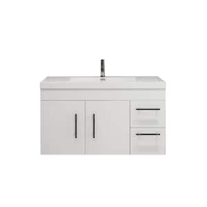 Elsa 19.50 in. Dx 22.05 in. H x 41.75 in. W Bath Vanity in Glossy White with White Reinforced Acrylic Top with Basin