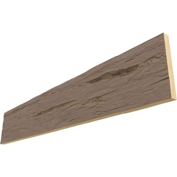 Ekena Millwork Endurathane 1 in. H x 10 in. W x 10 ft. L Hand Hewn Rustic Taupe Faux Wood Beam Plank