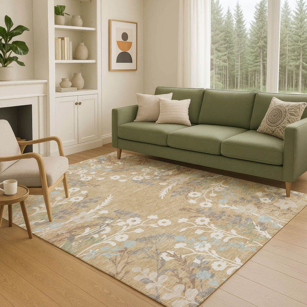 Chantille Machine Washable Indoor/Outdoor Abstract ACN2334 Gold 3 ft. x 4 ft. Area Rug price history on PriceWatchPro