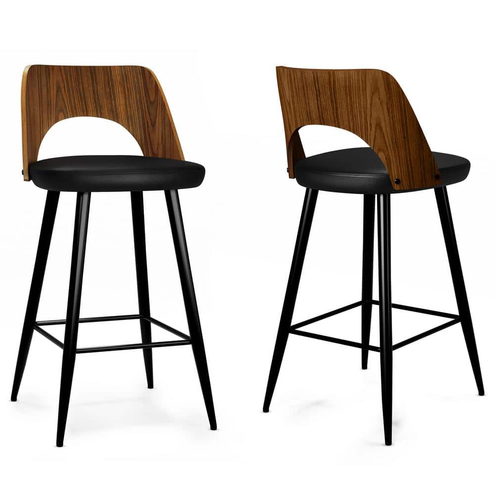 Micah Black Metal and Wood Counter Height Stool Set