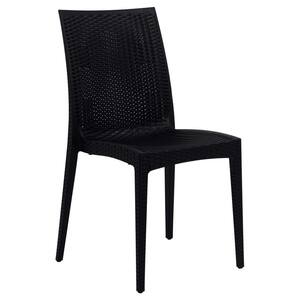 Kings Brand Furniture 4 Pk Indoor-Outdoor Modern Black Plastic Stacking Chairs 