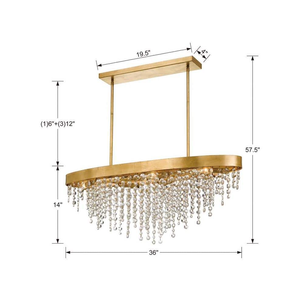 Antique Gold Crystal 8-Light Chandelier with Hand Cut Beads