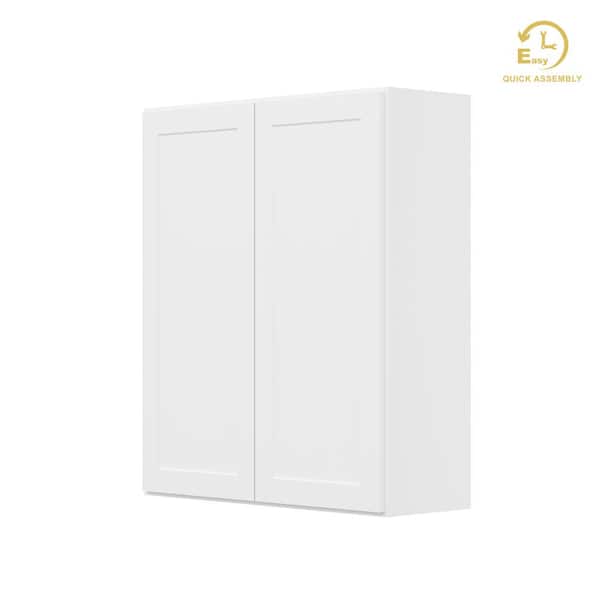 RoomyLife Easy-DIY 36 in. W x 12 in. D x 42 in. H Ready to Assemble Wall in Shaker White Kitchen Cabinet 2 Doors-3 Shelves