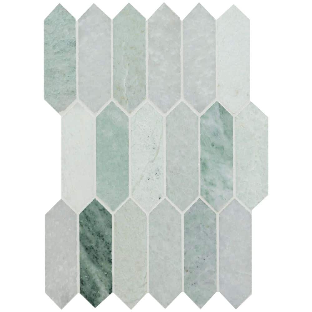 Take Home Tile Sample - Icelandic Green Picket 6 in. x 6 in. Polished Marble Mesh-Mounted Mosaic Wall Tile price history on PriceWatchPro