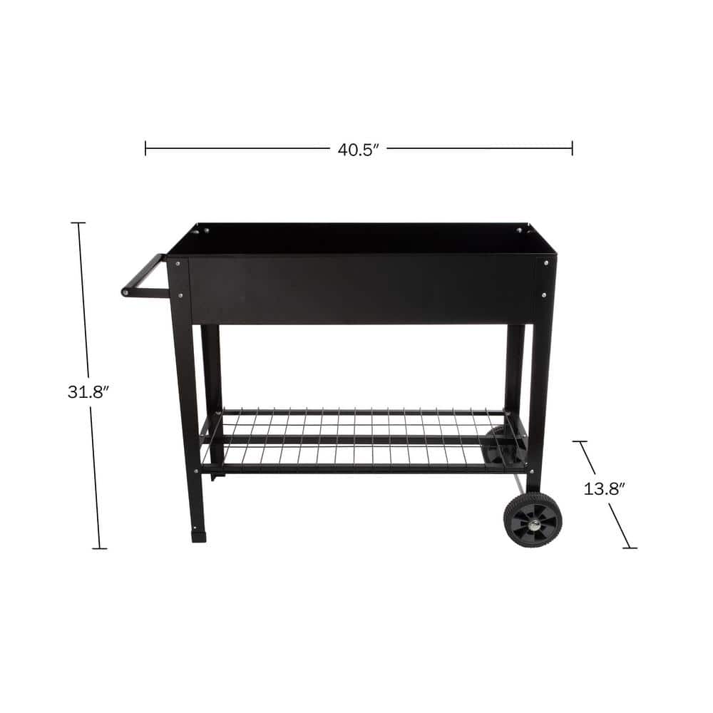 Raised Garden Bed with Shelf, Black