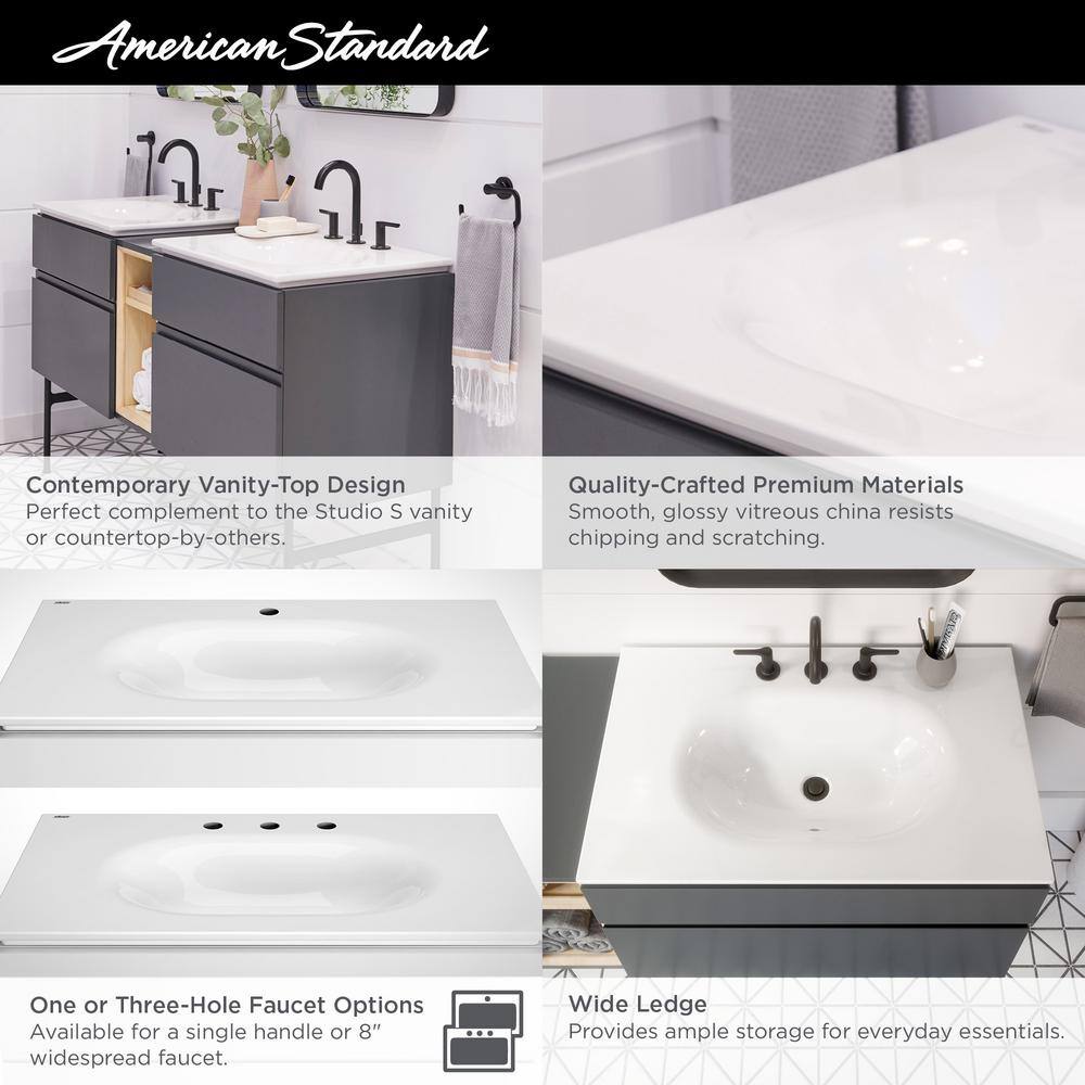 Studio S 24'' White Ceramic Rectangular Bathroom Sink