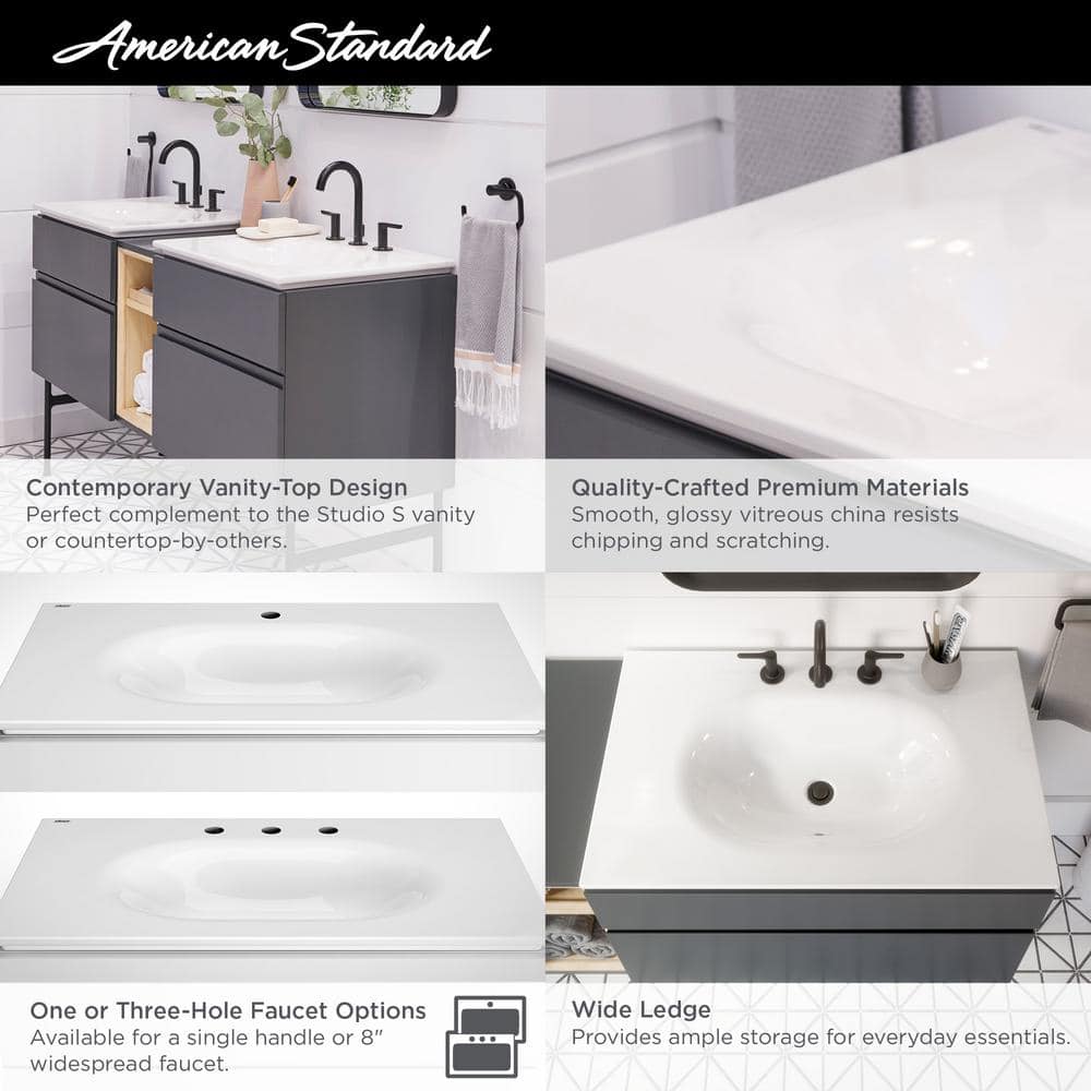 Studio S 33'' White Ceramic Wall-Mount Vanity Sink
