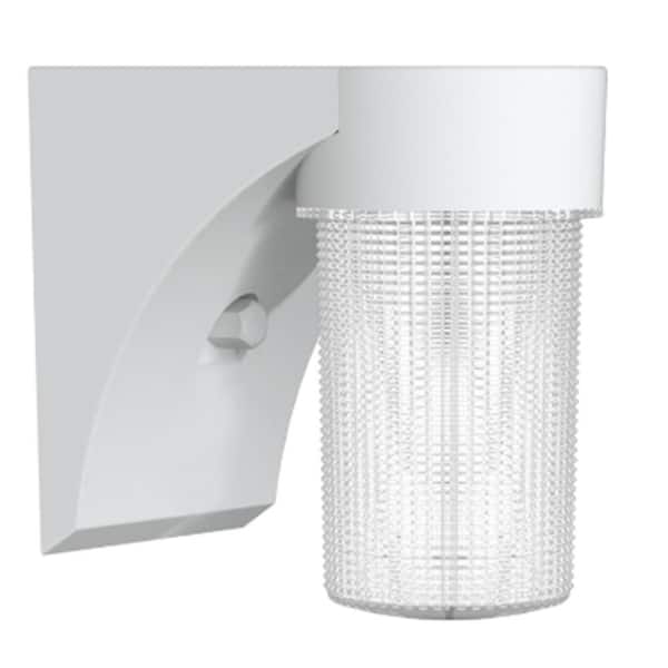Commercial Electric 17-Watt White Outdoor Integrated LED Jelly Jar Wall Pack Light with Dusk to Dan Control