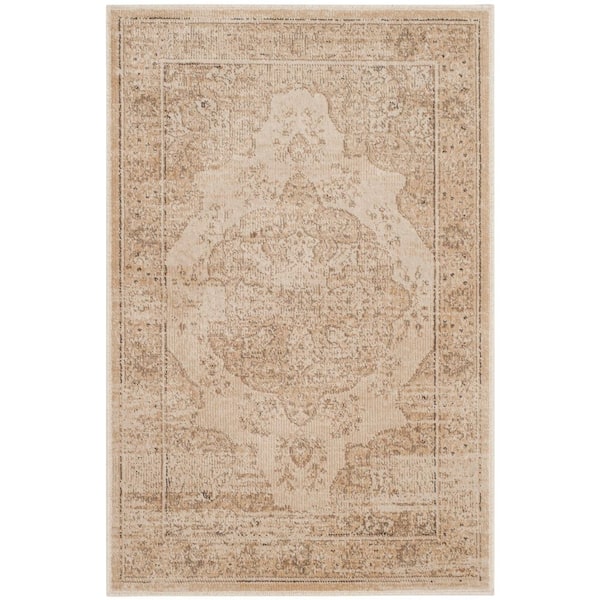 Vintage 2 ft. x 3 ft. Creme Border Medallion Area Rug