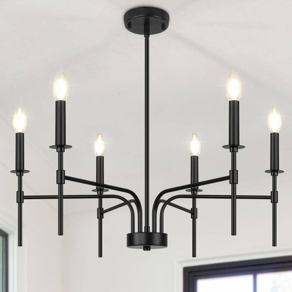 Black Metal 6-Light Candle Style Chandelier