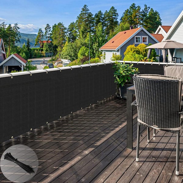 3 ft. x 50 ft. Black Balcony Privacy Fence Screen with UV Blockage for Balcony Porch Patio Deck Yard