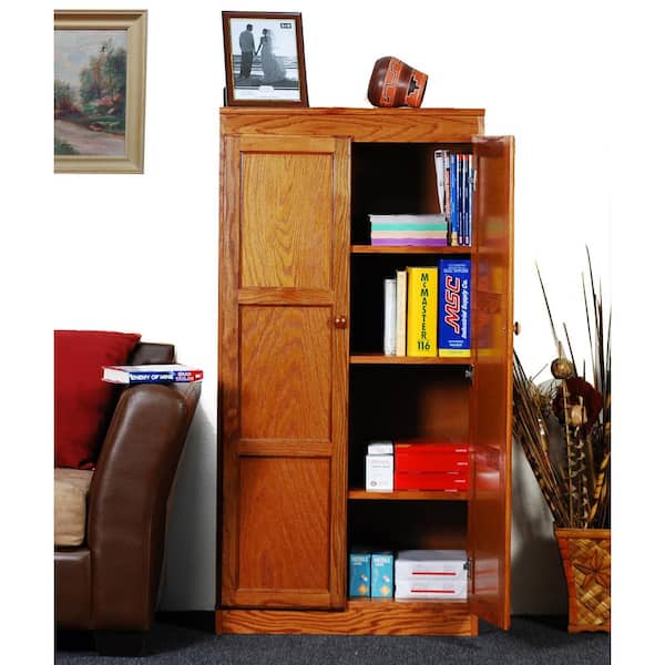 Concepts In Wood 60 in. Oak Wood 4-shelf Standard Bookcase with