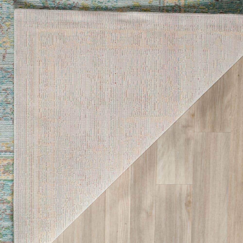 Valencia Light Blue and Turquoise Synthetic 4' x 6' Reversible Area Rug