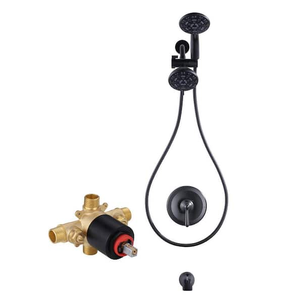 Single Handle 7-Spray Tub and Shower Faucet 1.8 GPM in. Matte Black Pressure Balancing Shower Mixer Valve Included