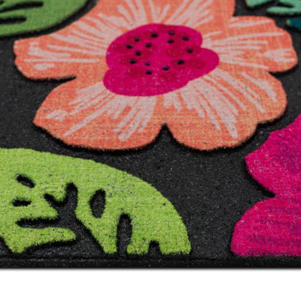 Blooms Around Multicolor Floral Outdoor Rubber Door Mat