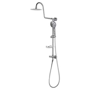 7-Spray 8 in. Wall Mount Elegant Double Shower Head and Handheld Shower Head with Adjustable Soap Bracket in Nickel