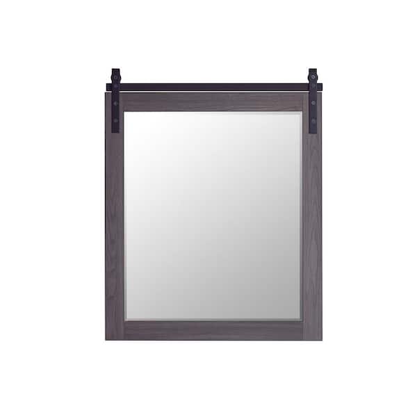 ROSWELL Cortes 31.5 in. W x 39.4 in. H Rectangular Framed Wall Bathroom Vanity Mirror in Oak