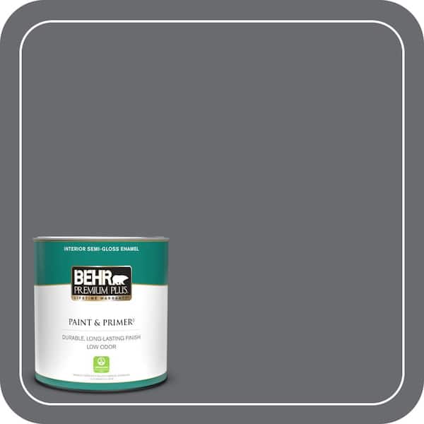 BEHR PREMIUM PLUS 1 qt. Home Decorators Collection #HDC-CL-04G Liberty Bell Gray Semi-Gloss Enamel Low Odor Interior Paint & Primer