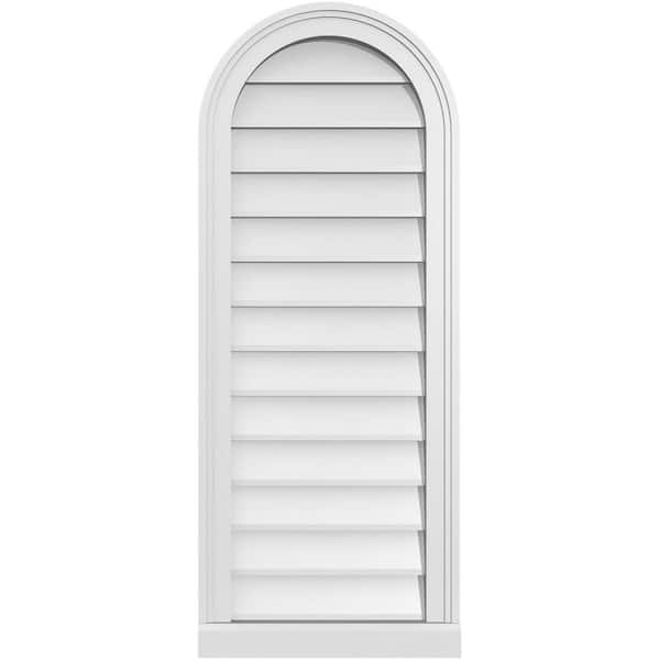 Ekena Millwork 16 in. x 40 in. Round Top Surface Mount PVC Gable Vent: Decorative with Brickmould Sill Frame