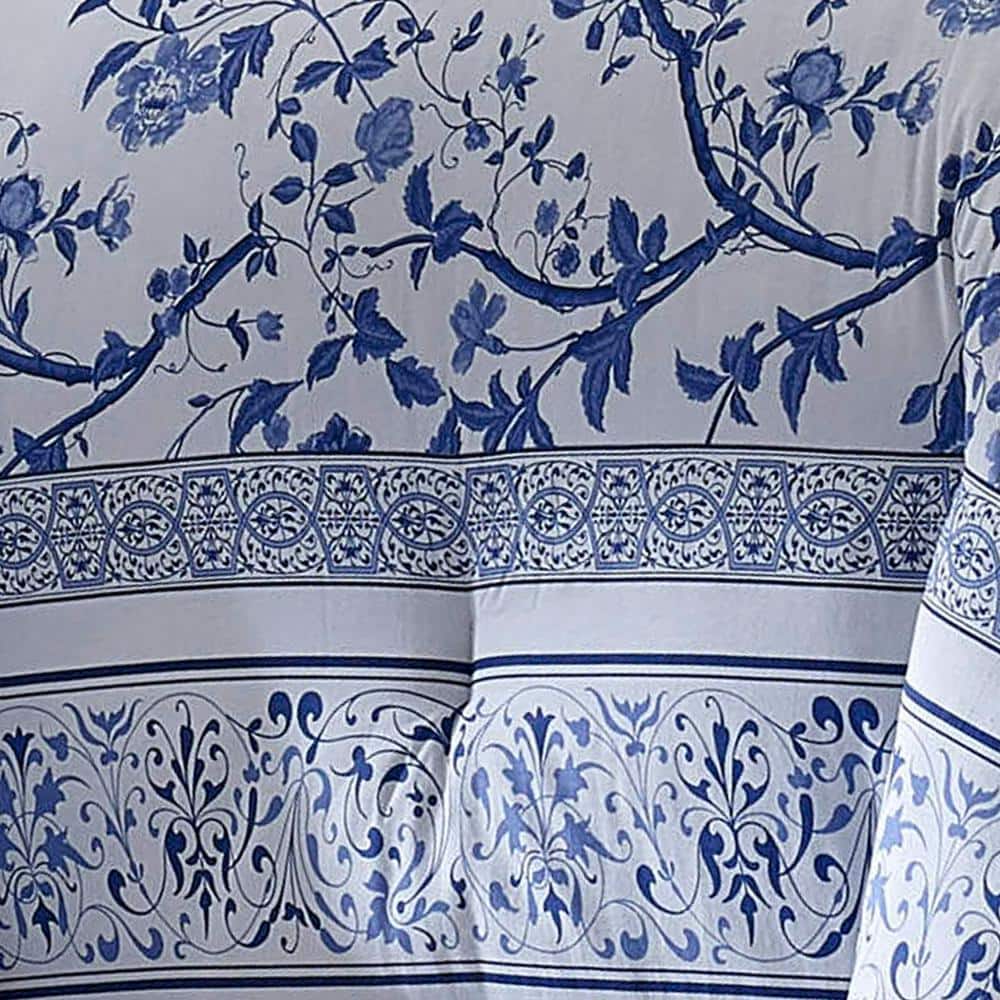 Charlotte Blue and White Cotton Queen Reversible Comforter Set