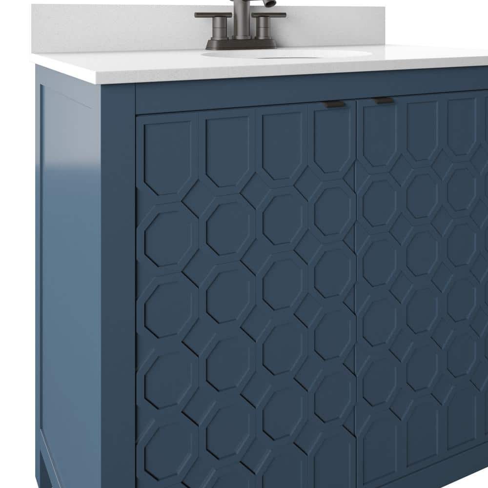 Franklin Blue MDF Single Vanity with White Ceramic Sink