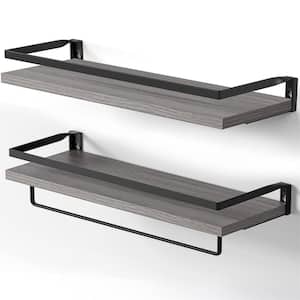 5.9 in. x 16.54 in. x 0.7 in. Grey Wood Decorative Wall Floating Shelves with Brackets