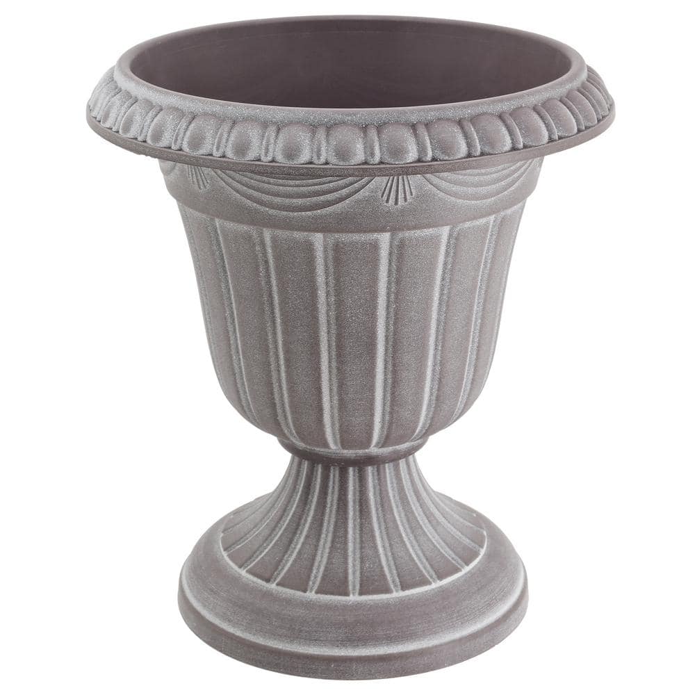 Classic Whitewash Plastic Urn Planter for Indoor/Outdoor Use