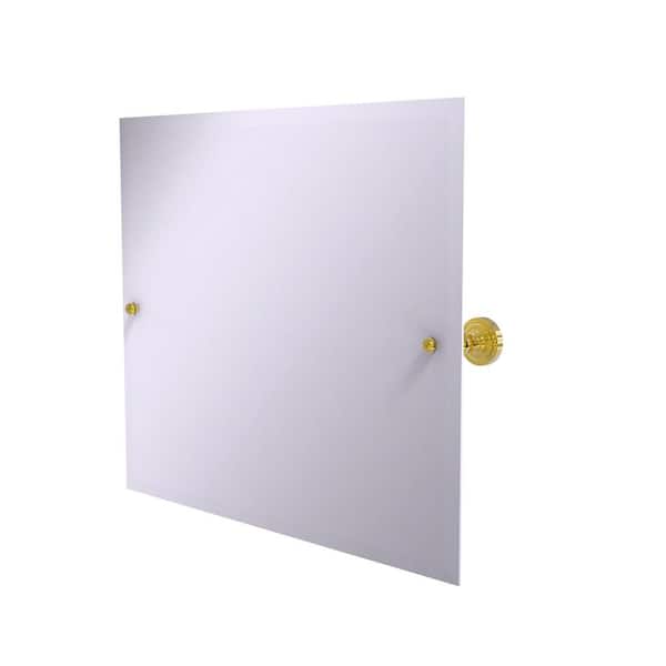Allied Brass Dottingham Collection 26 in. x 21 in. Landscape Rectangular Tilt Mirror with Beveled Edge in Unlacquered Brass