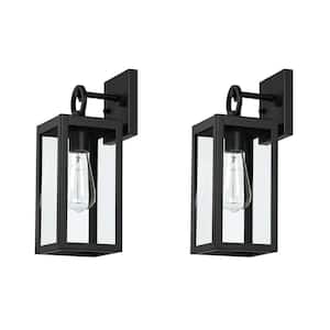 1-Light Industrial Style Metal Matte Black Wall Sconce (2-Pack)