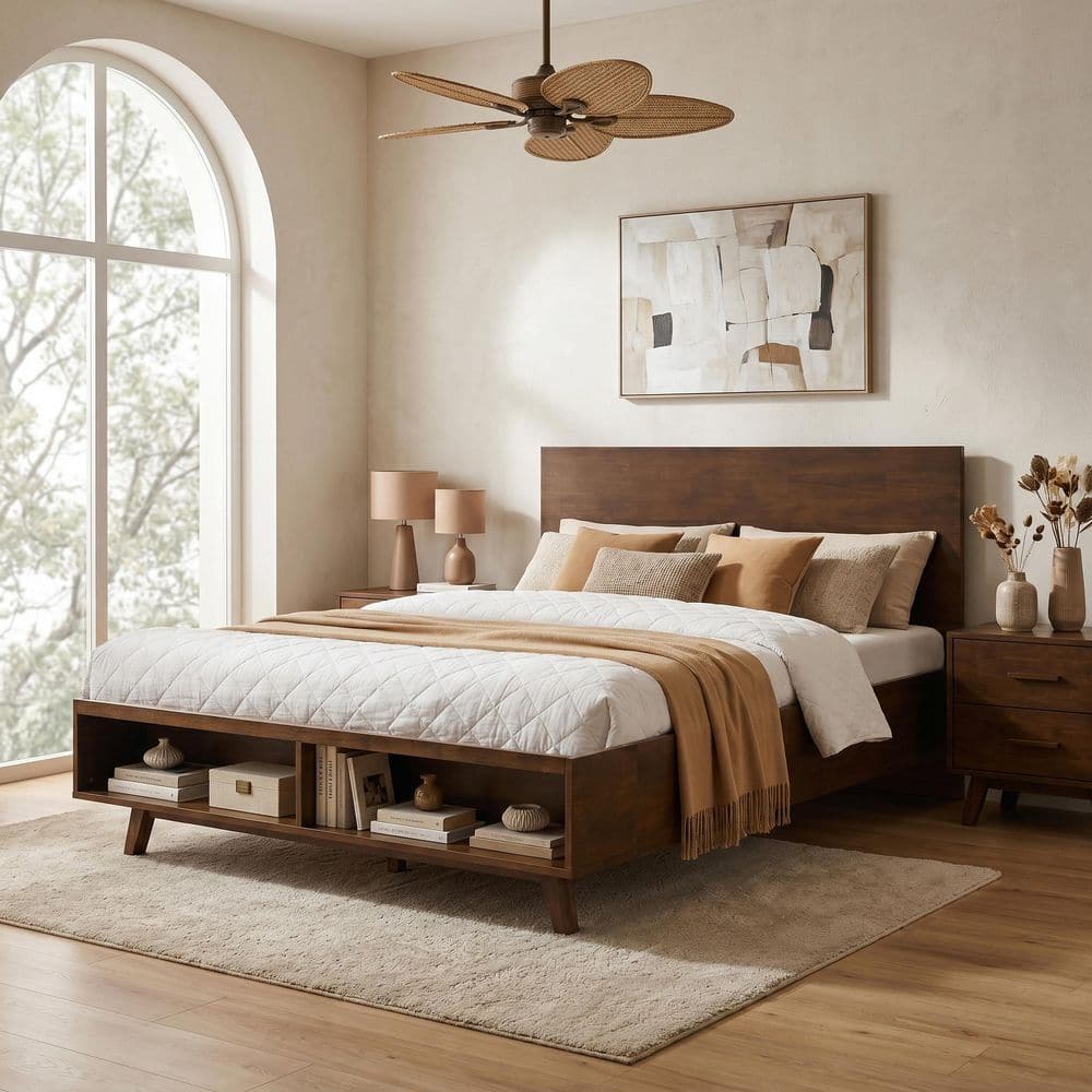 CHRISTOPHER KNIGHT HOME Luna Modern Walnut Brown Wood Frame Queen