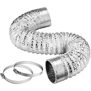 6 in. x 8 ft. Aluminum Flexible Dryer Vent Hose WITH 2 Clamps for HVAC Ventilation
