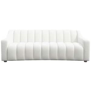 Ballen 84 in. W Ivory Fabric Mid Century Modern Luxury Square Arm Tight Tufted Back French Boucle Curved Couch