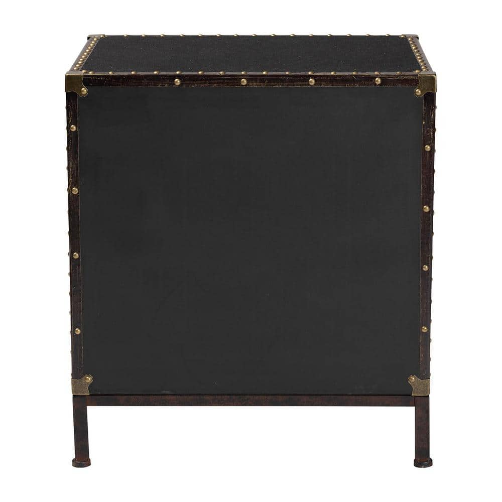 Laura 23.6 in. Black Rectangle Canvas 2-Drawer End Table - thumbnail 6